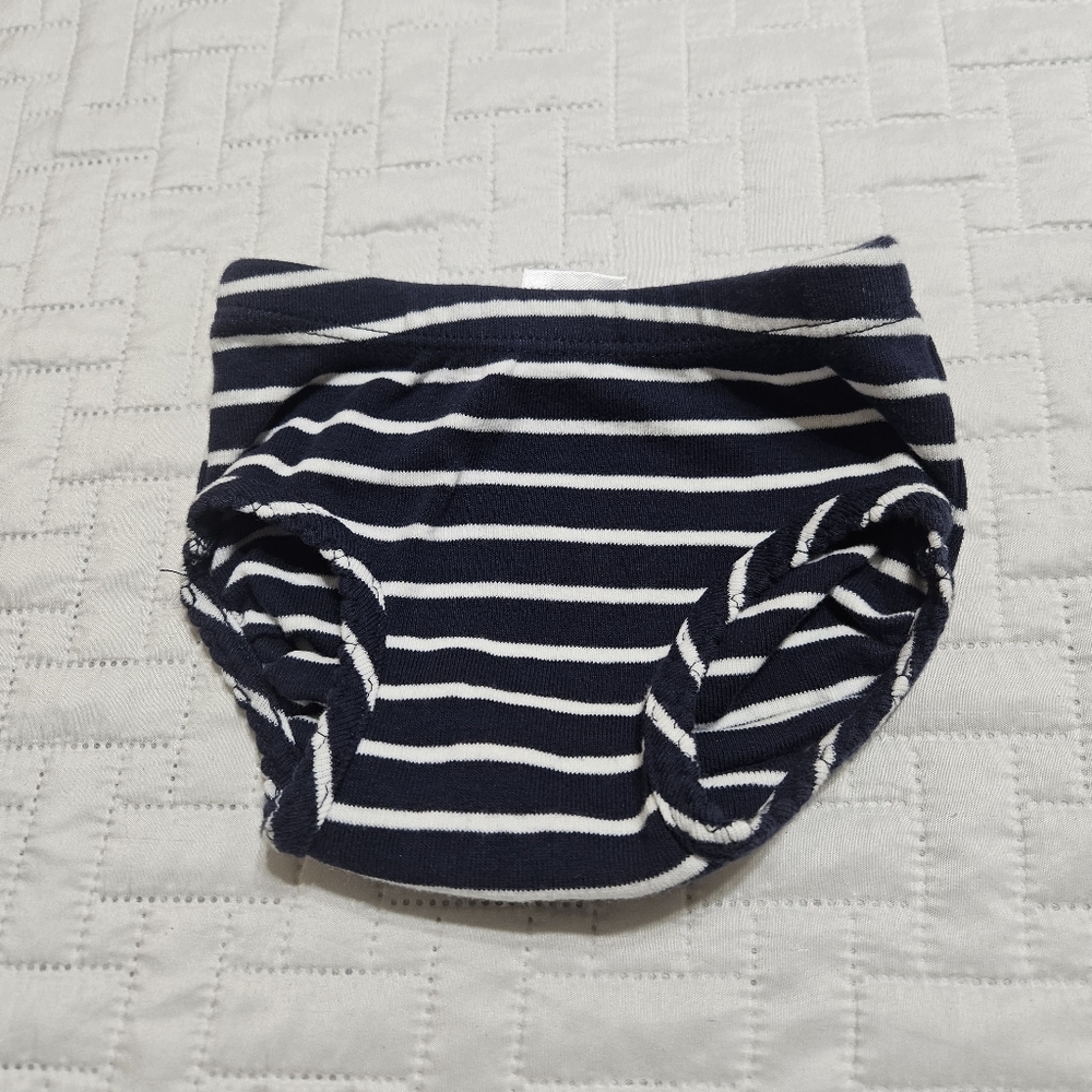 Hanna Andersson Navy Blue and White Striped Bloomer Diaper Cover Size 6-12 Month